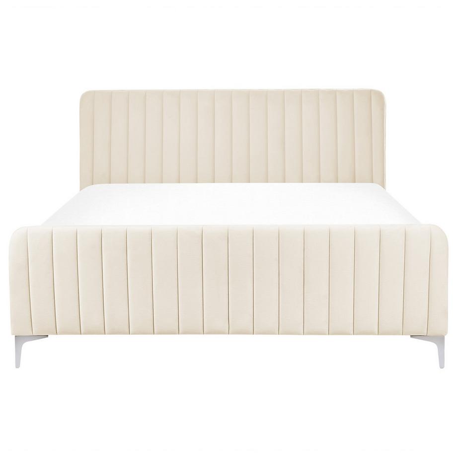 Beliani Lit avec sommier en Velours  LUNAN  