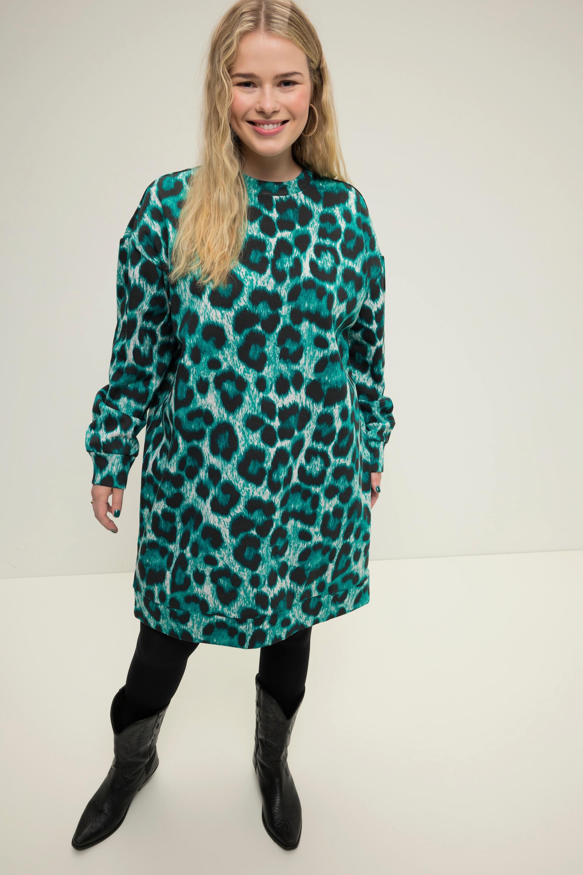 Studio Untold  Sweatkleid, oversized, Leo Print, Rundhals, Langarm 