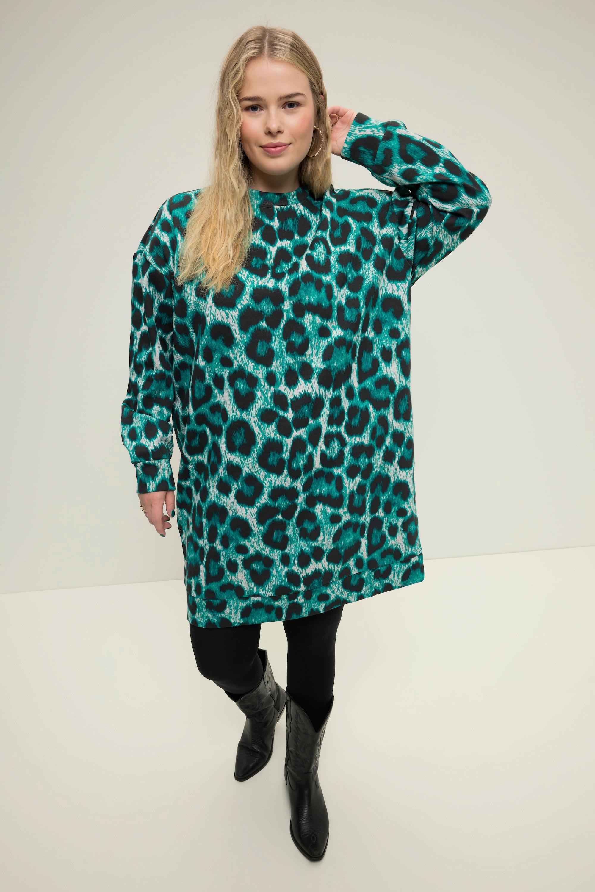 Studio Untold  Sweatkleid, oversized, Leo Print, Rundhals, Langarm 