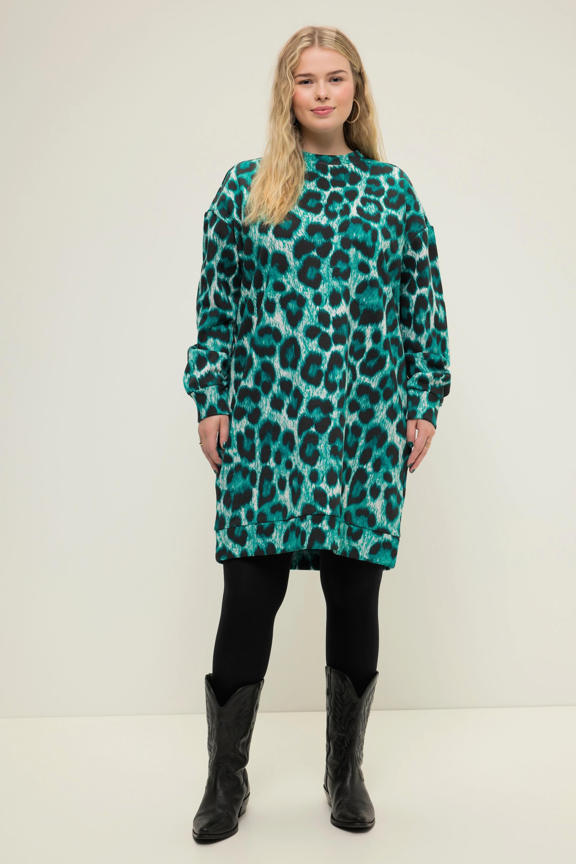 Studio Untold  Sweatkleid, oversized, Leo Print, Rundhals, Langarm 