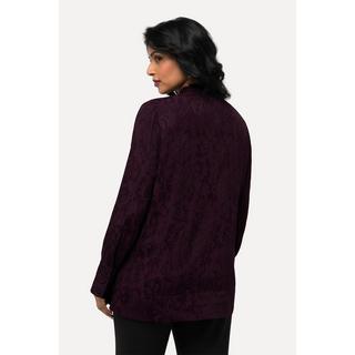 Ulla Popken  Blusa in jacquard con ruche, scollo a V e maniche lunghe 