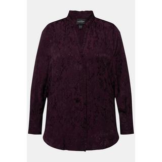 Ulla Popken  Blusa in jacquard con ruche, scollo a V e maniche lunghe 