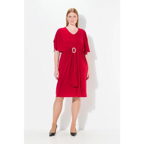Ulla Popken Abito midi oversize drappeggiato scollo a V mezza manica  
