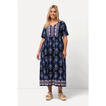 Robe midi à col tunisien et manches courtes - ligne A