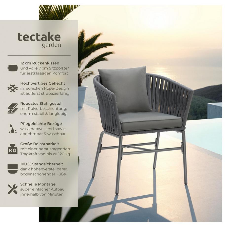 Tectake Set di sedie Valeiras Design a corda intrecciata  