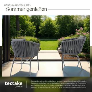 Tectake Stuhlset Valeiras im Rope-Design, dicke Polster, 60x61x77cm  