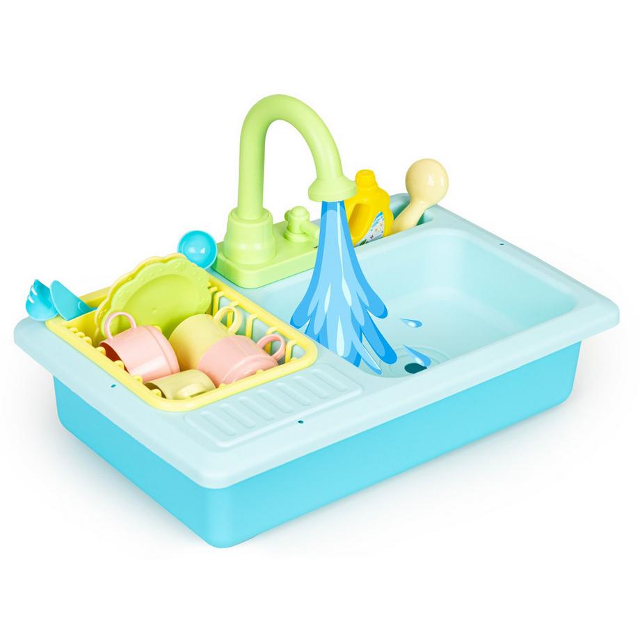 Pricenet  Évier de cuisine avec robinet rempli d'eau, 12 accessoires, jouet pour enfants 
