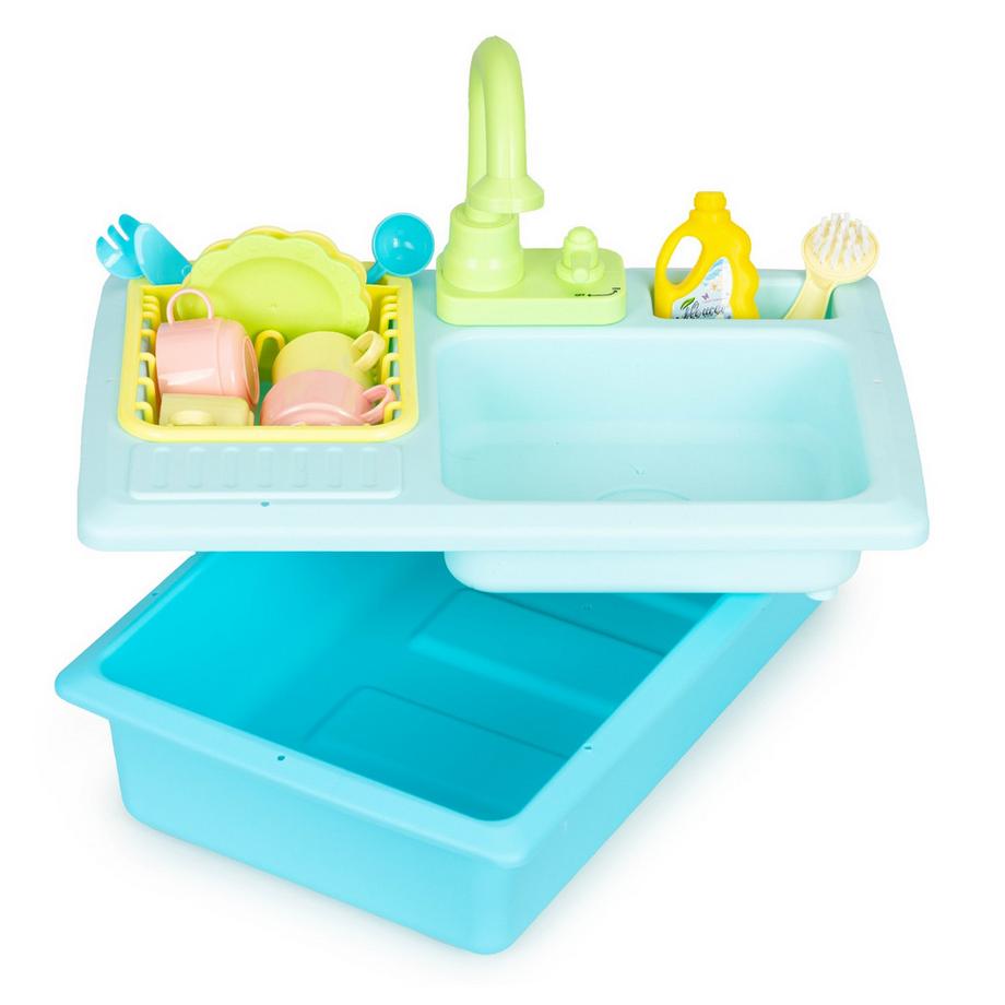 Pricenet  Évier de cuisine avec robinet rempli d'eau, 12 accessoires, jouet pour enfants 