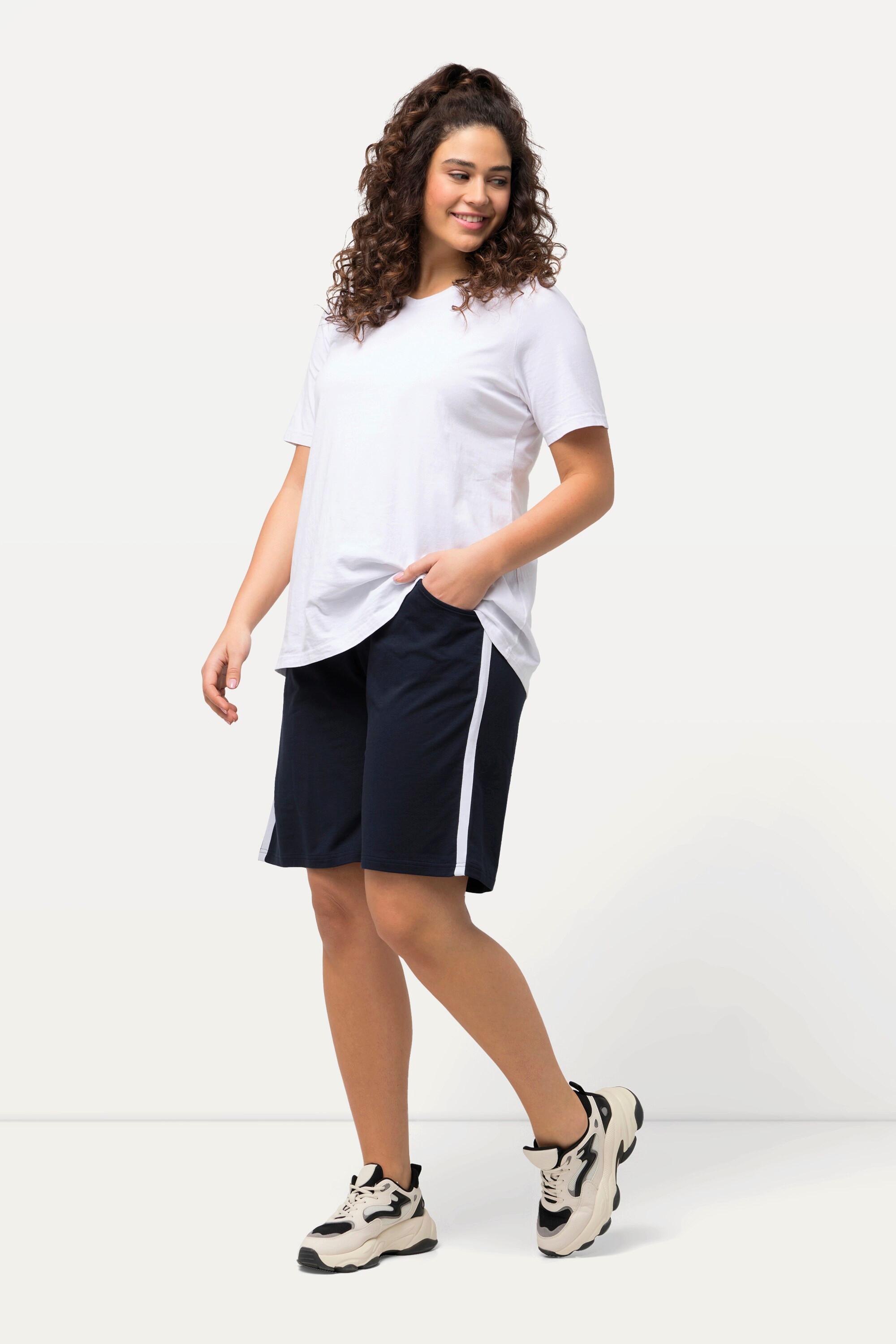 Ulla Popken  Shorts di jersey con taglio della gamba ampio, cintura elastica e laccetto 