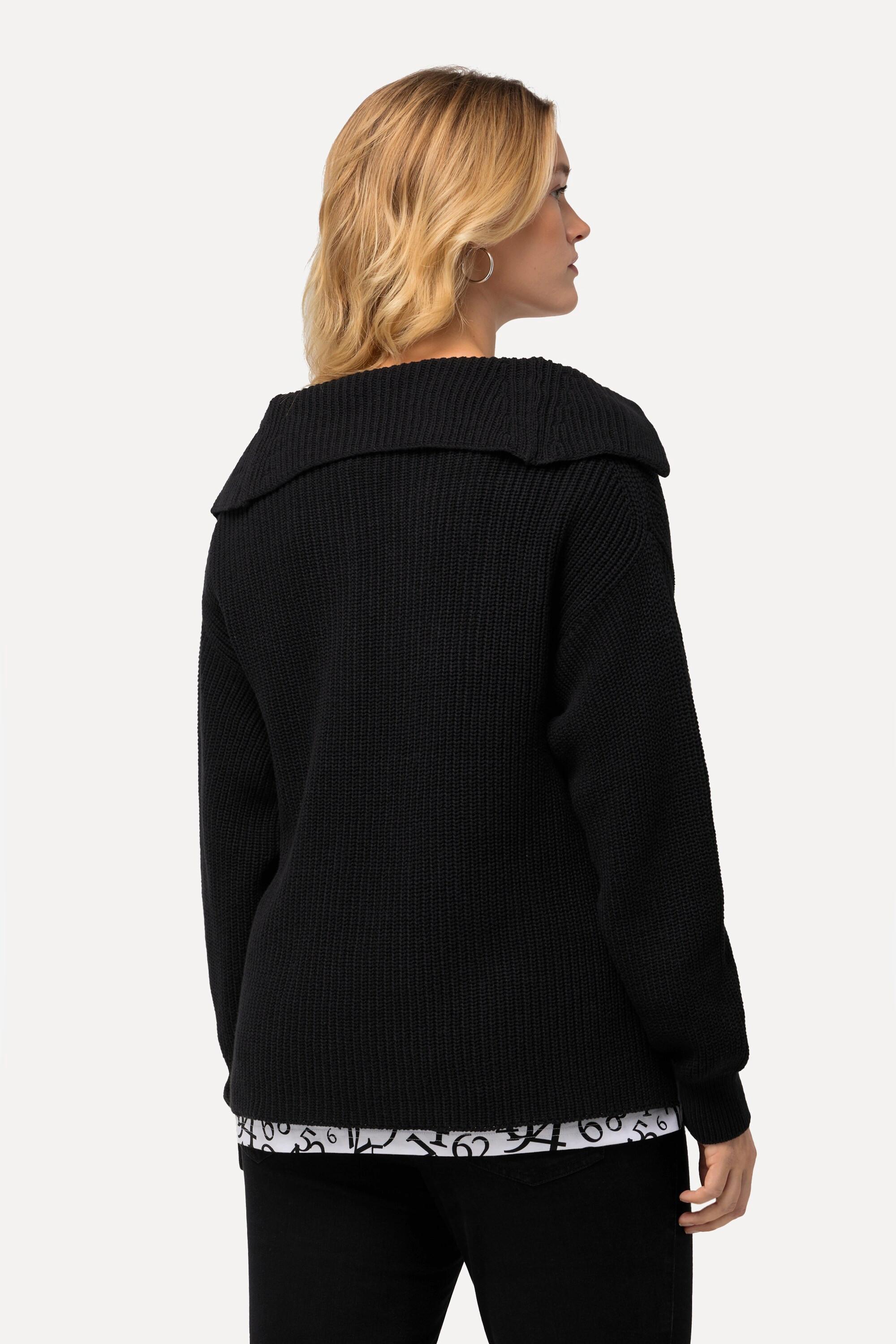 Ulla Popken  Pullover, Strukturstrick, Matrosenkragen, Langarm 