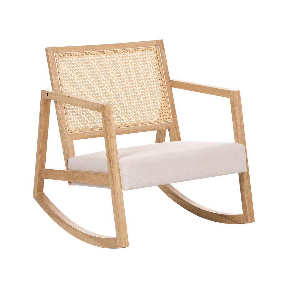 Fauteuil à bascule en Bois d'hévéa Scandinave LEIDY