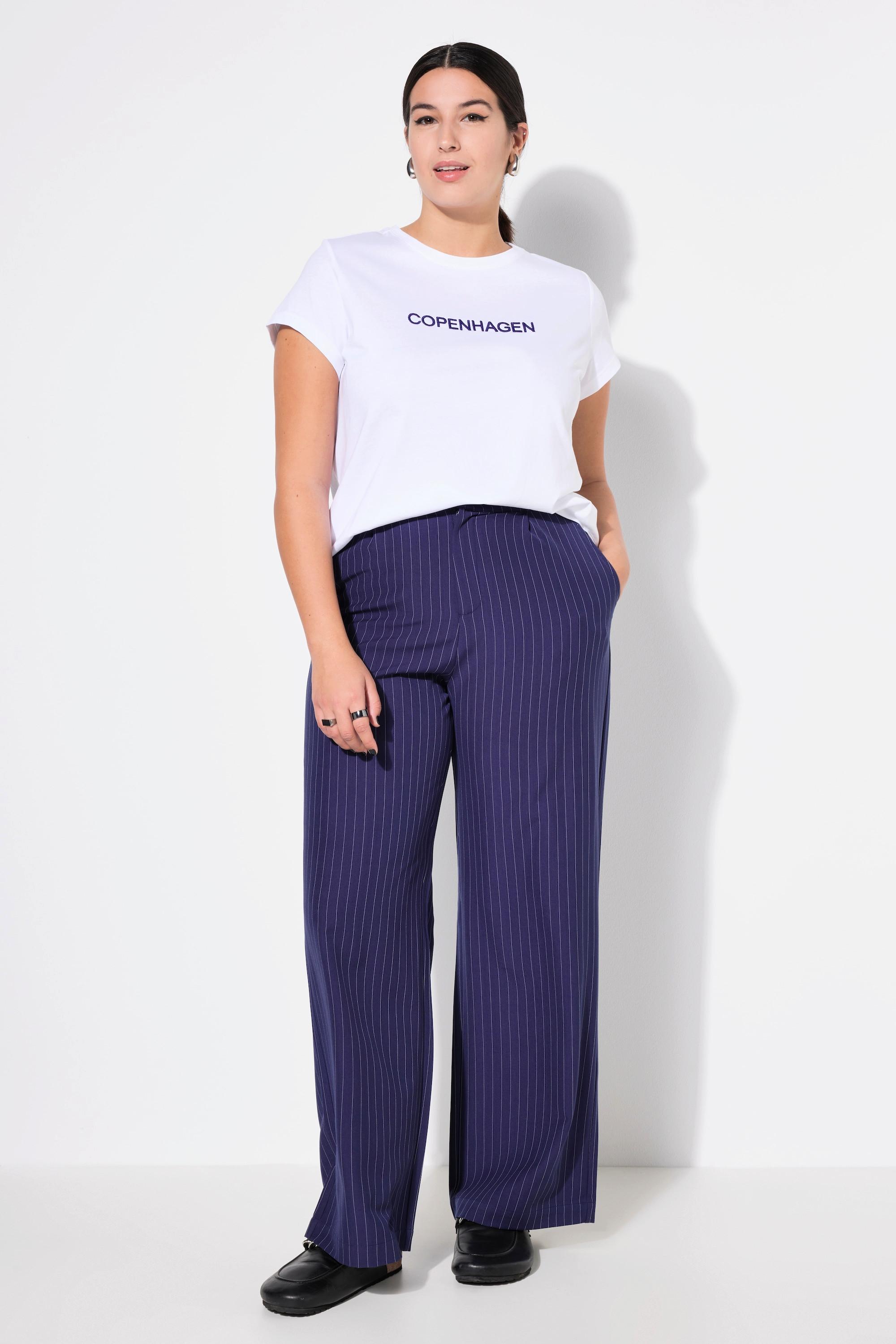 Studio Untold  Pantalon#, Wide Legs, taille haute, fines rayures 