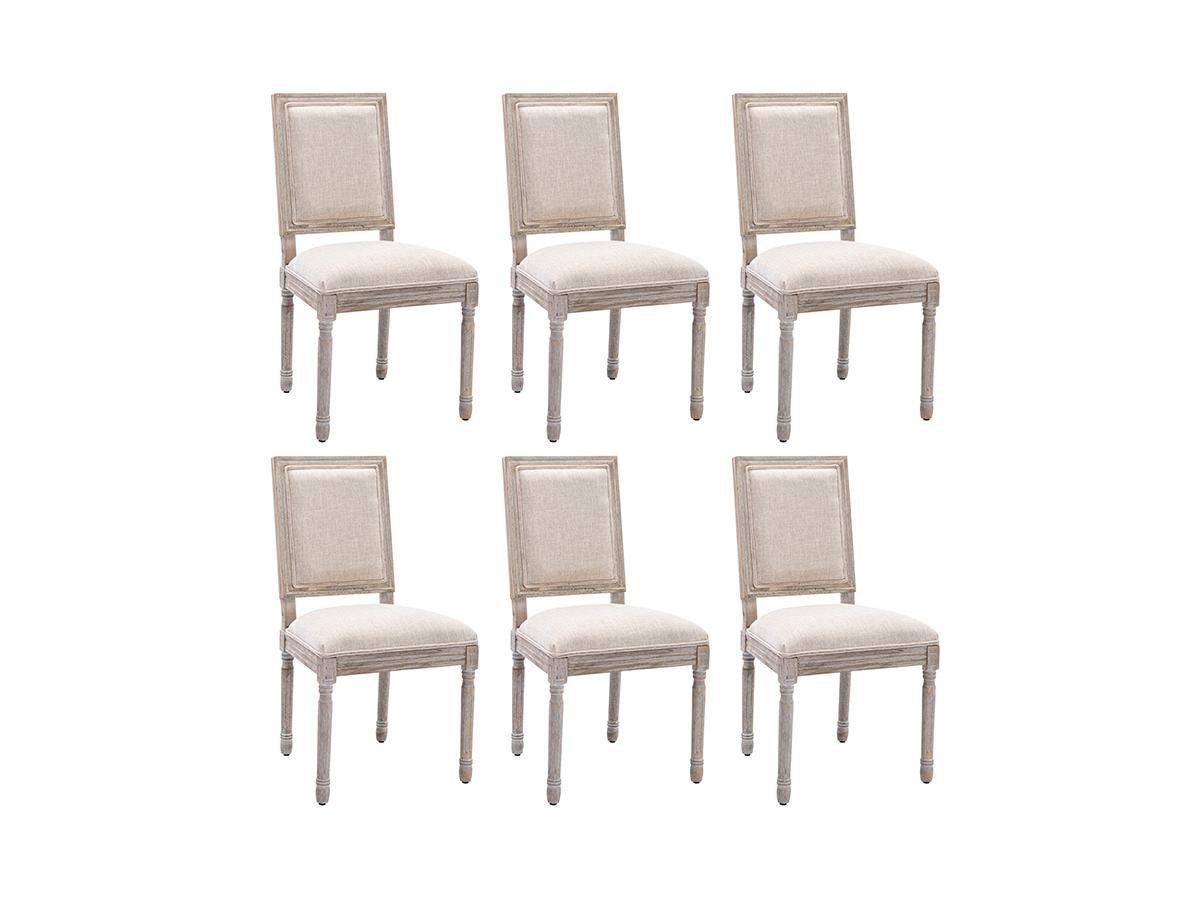 Vente-unique Lot de 6 chaises en tissu et bois d'hévéa - Beige - AMBOISETTE  