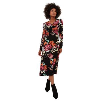 Robe Midi Florale Zippée Devant