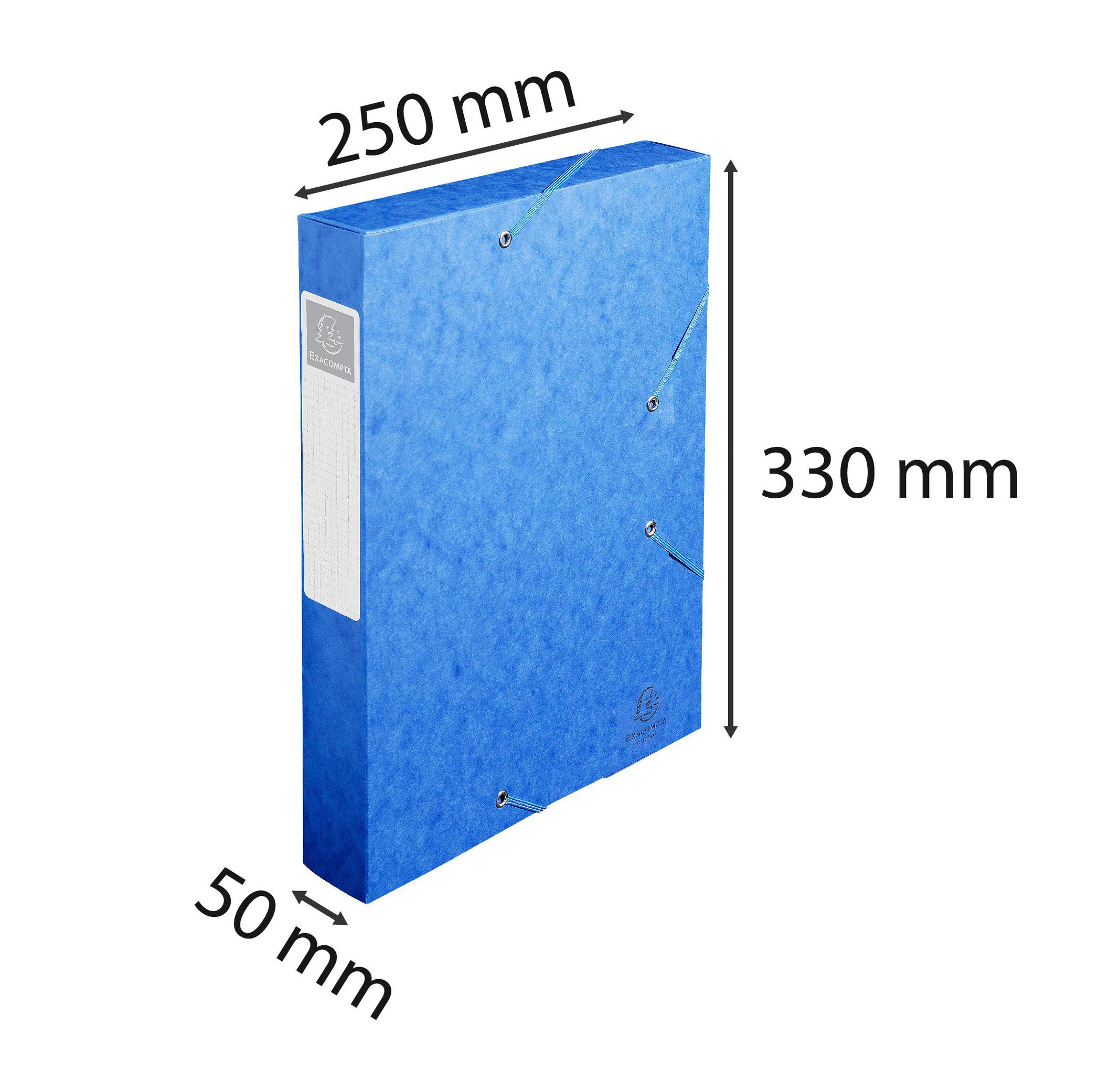 Exacompta Archivbox Cartobox, flach geliefert Rücken 50mm aus Colorspan-Karton, mit 3 Klappen und Gummizug, 25x33cm für DIN A4 - x 10  