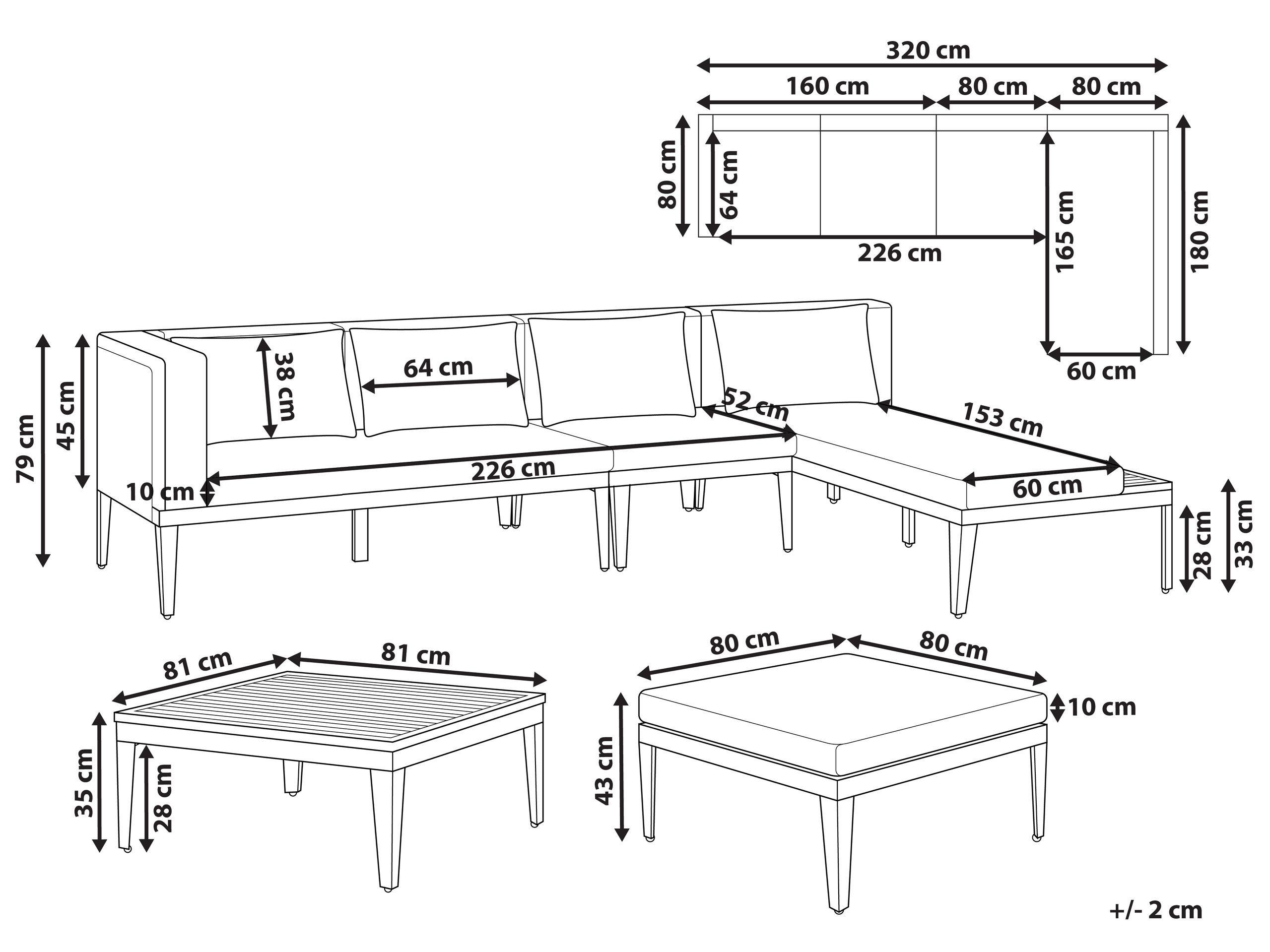 Beliani Set divani con tavolino en Legno d'acacia certificato FSC® Rustico BRACCIANO  