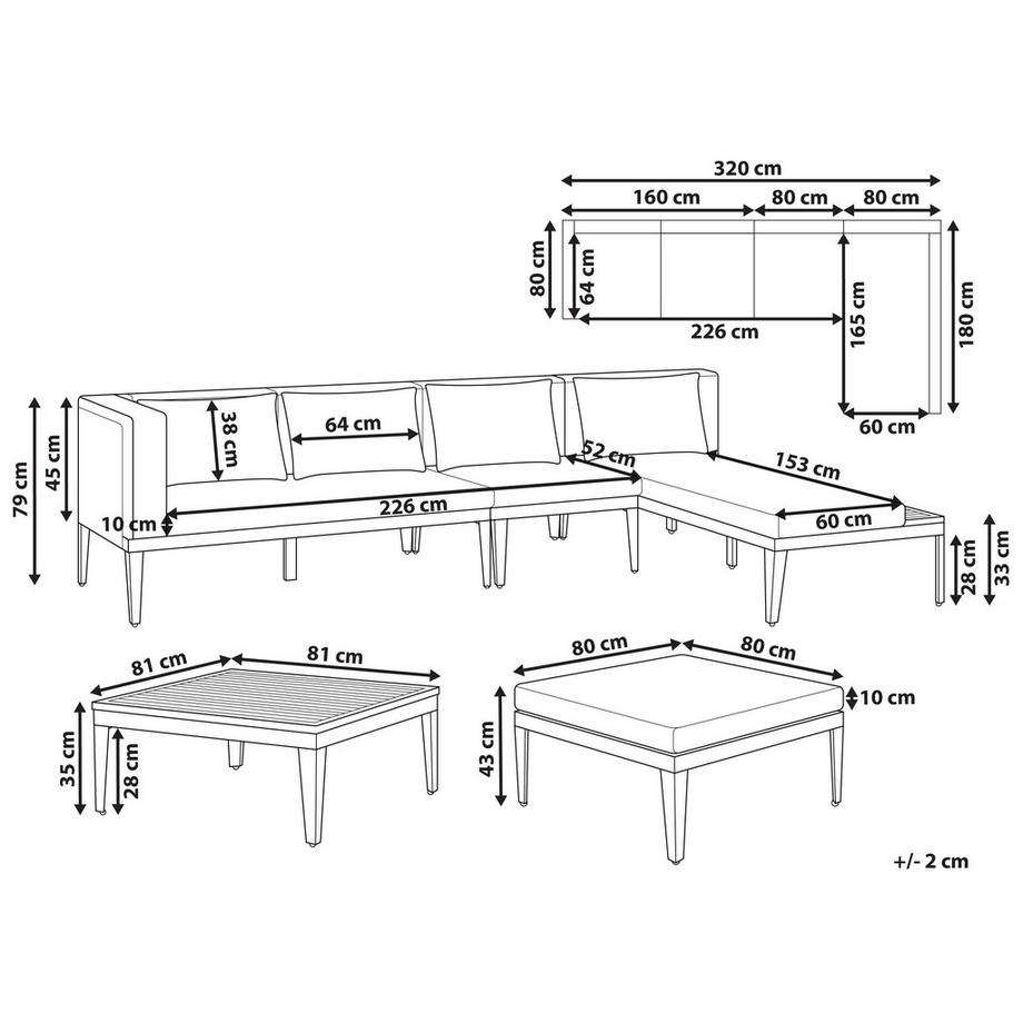 Beliani Ensemble de salon avec table en Bois d'acacia certifié FSC® Rustique BRACCIANO  