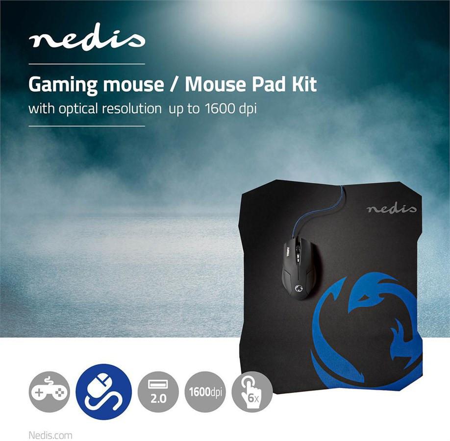 Nedis  Set aus Gaming-Maus und Mousepad -1600 dpi 