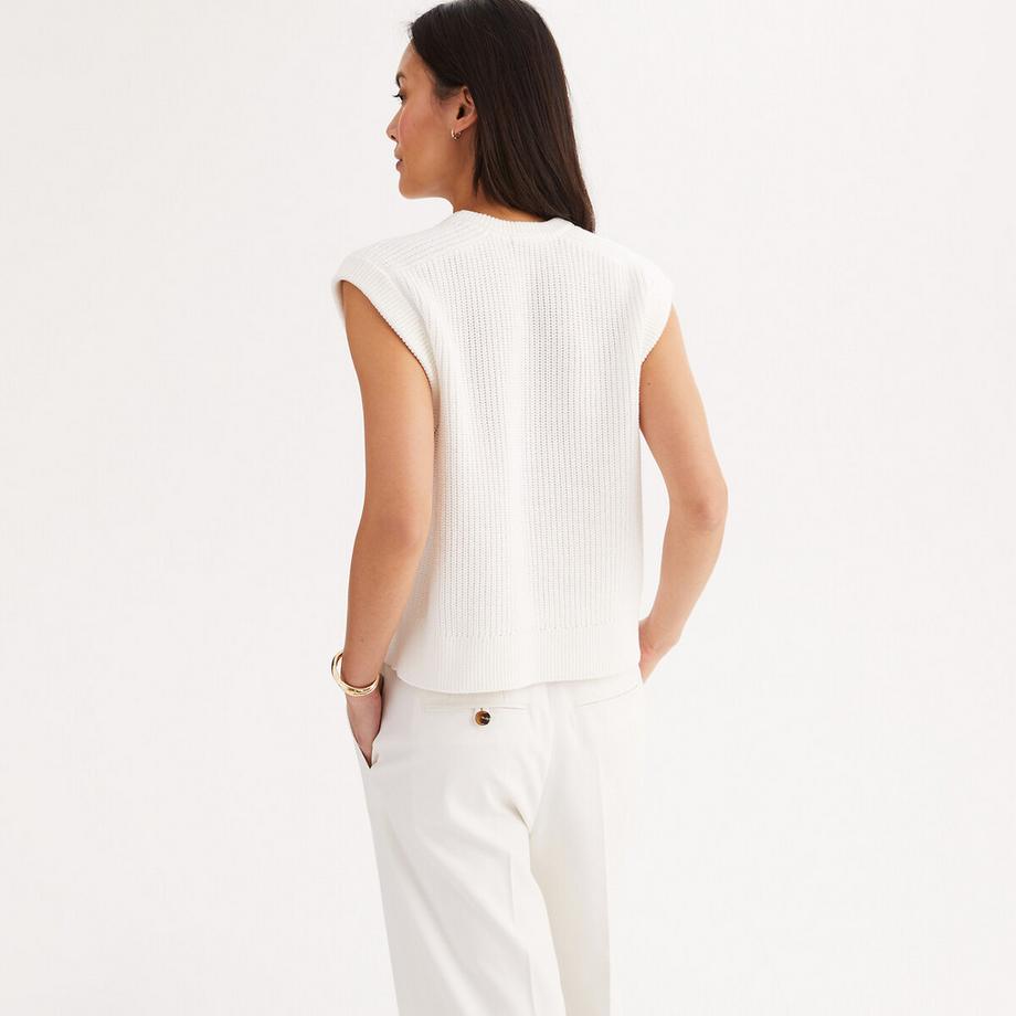 La Redoute Collections Ärmelloser Rundhals Rippstrickpullover  