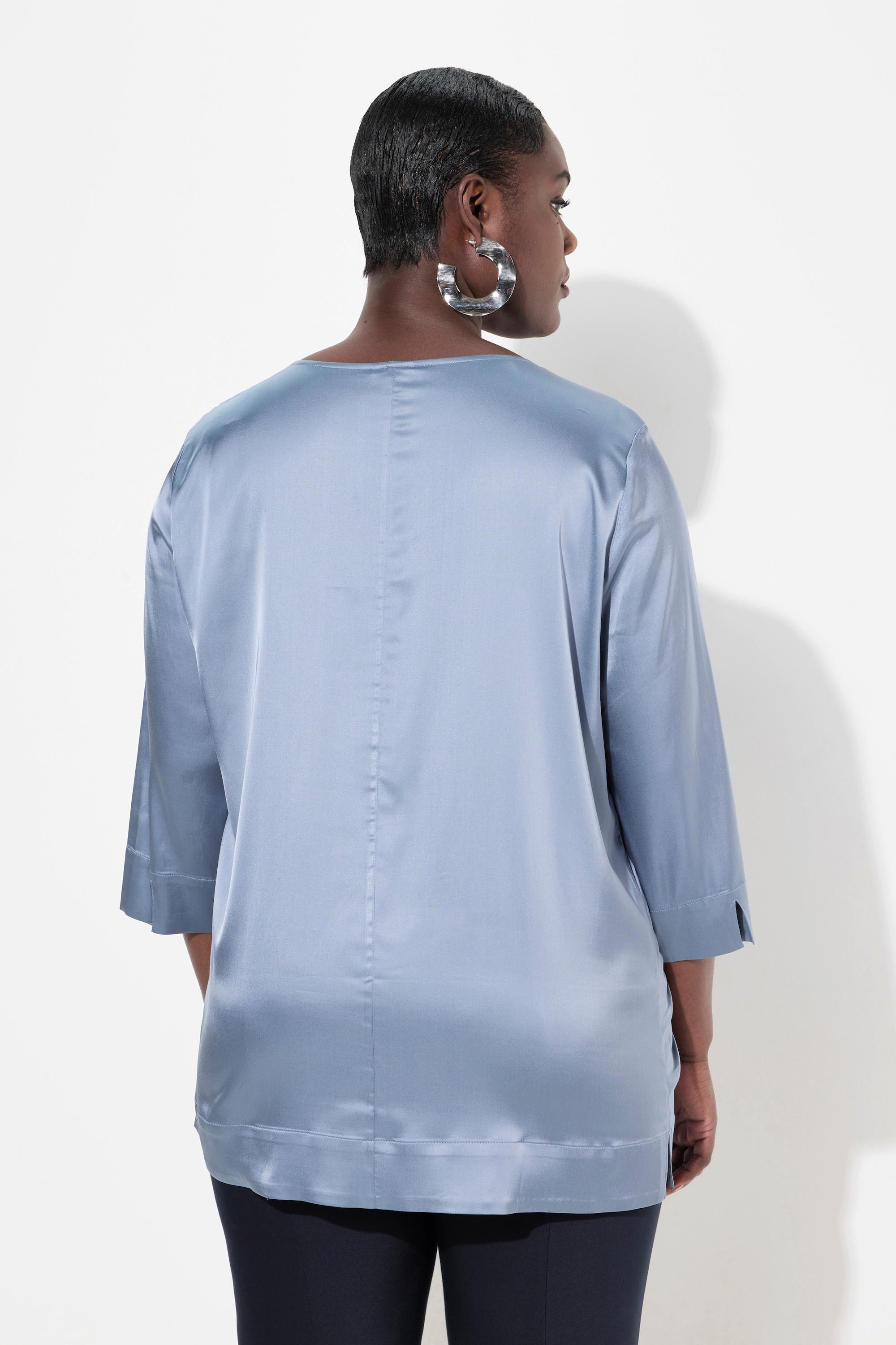 Ulla Popken Maglia Boxy Raso Scollo V Maniche 3/4  