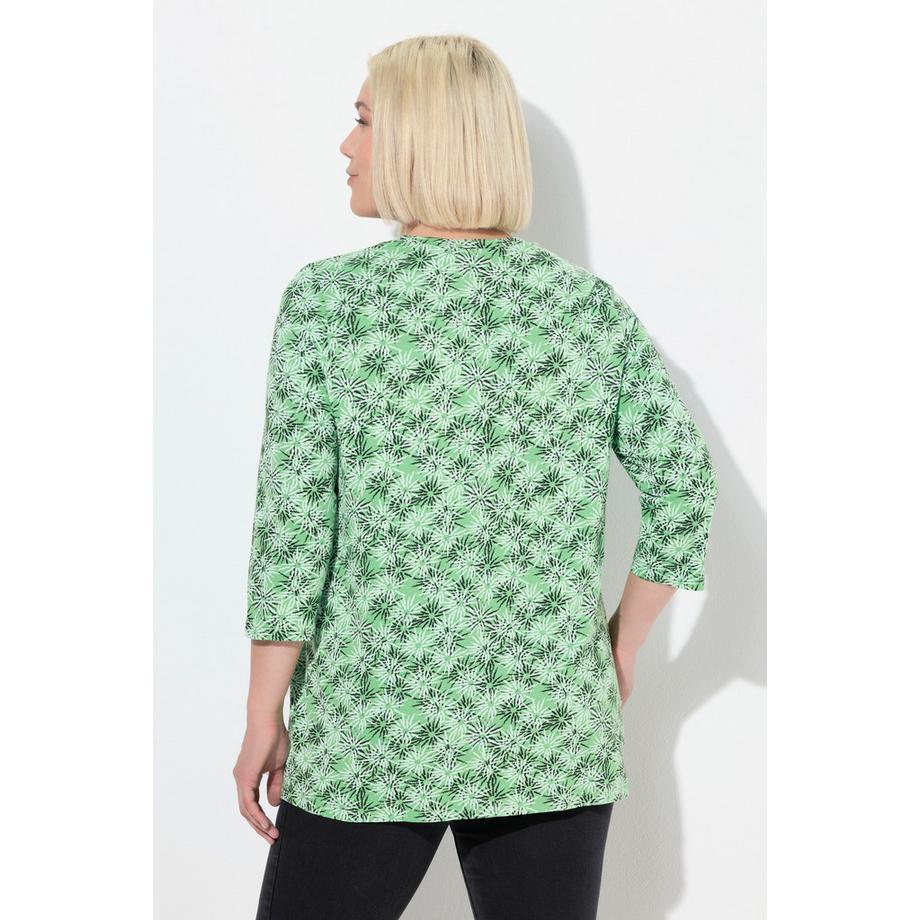 Ulla Popken Blüten A-Linie Rundhals 3/4-Arm Shirt  