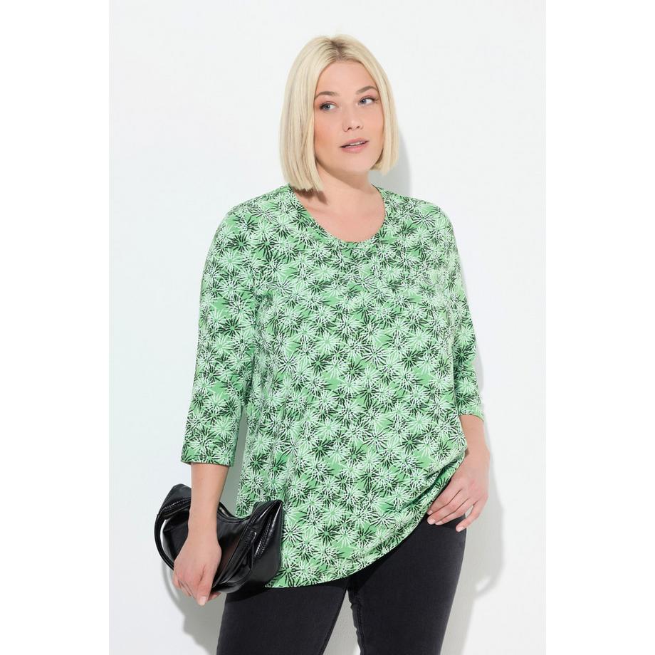 Ulla Popken Blüten A-Linie Rundhals 3/4-Arm Shirt  