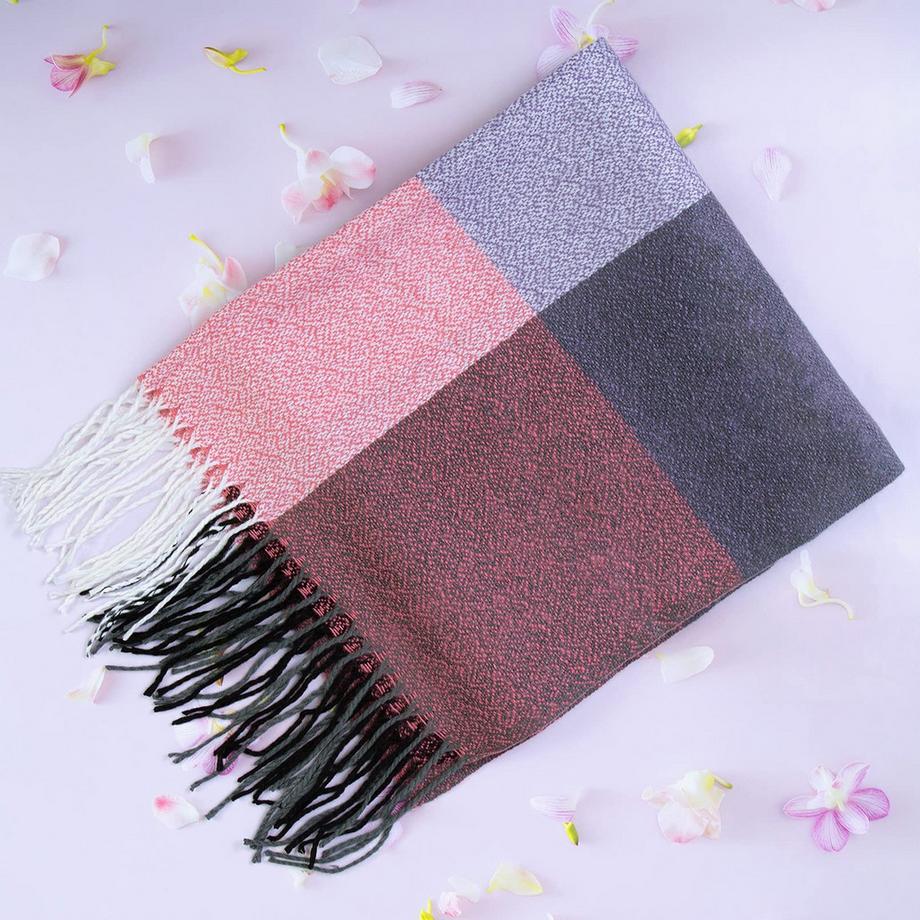 Only-bags.store Sciarpa quadrata a quadri con frange  