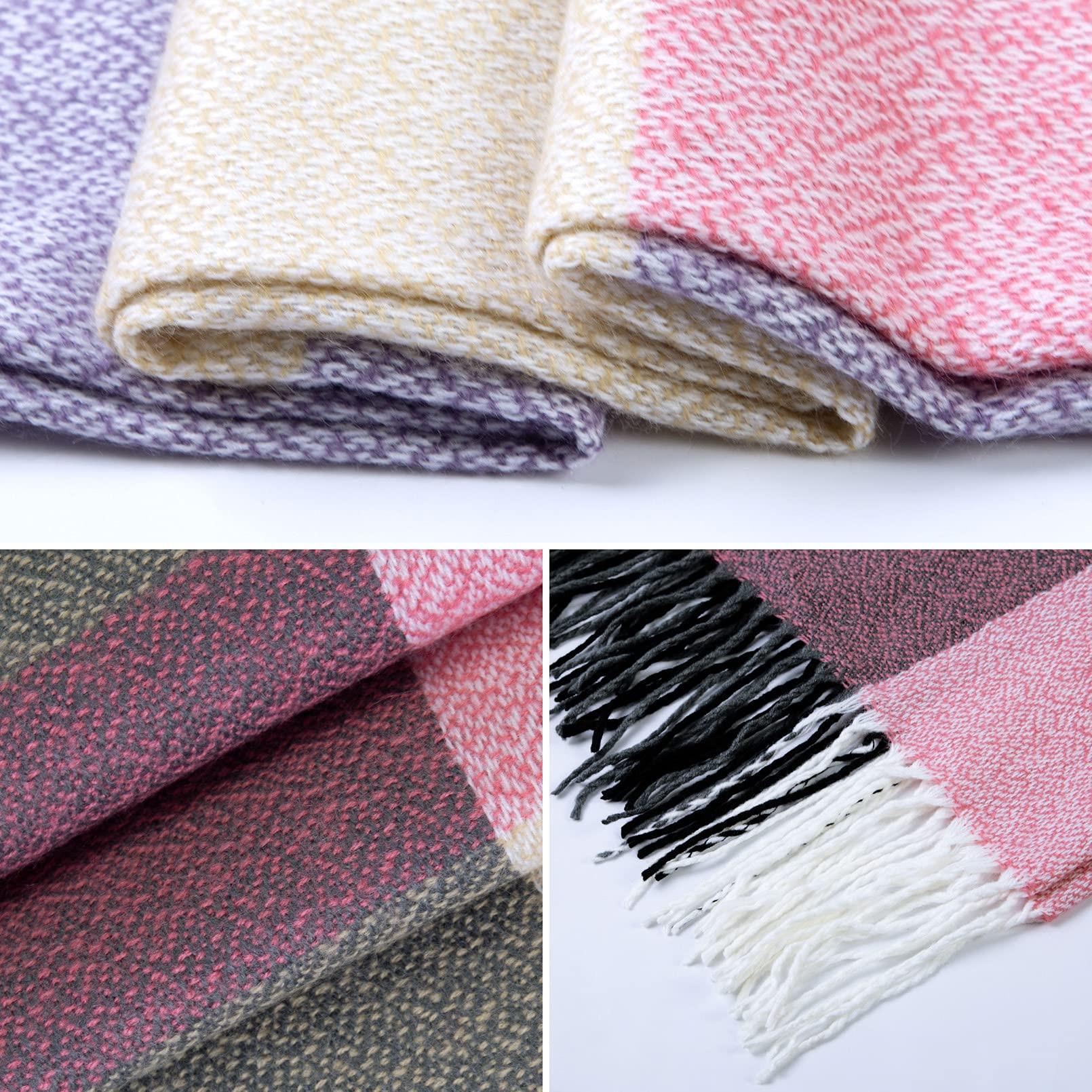 Only-bags.store Sciarpa quadrata a quadri con frange  