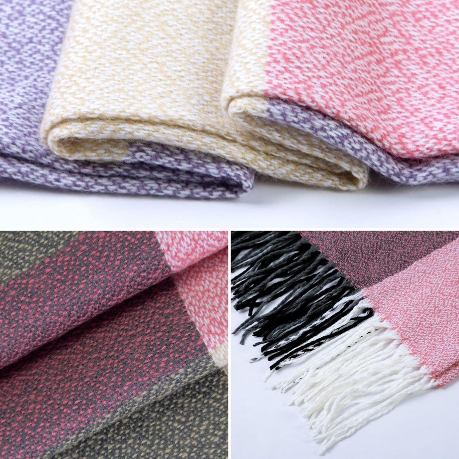 Only-bags.store Sciarpa quadrata a quadri con frange  