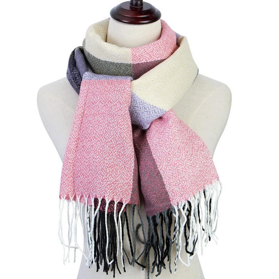 Only-bags.store Sciarpa quadrata a quadri con frange  