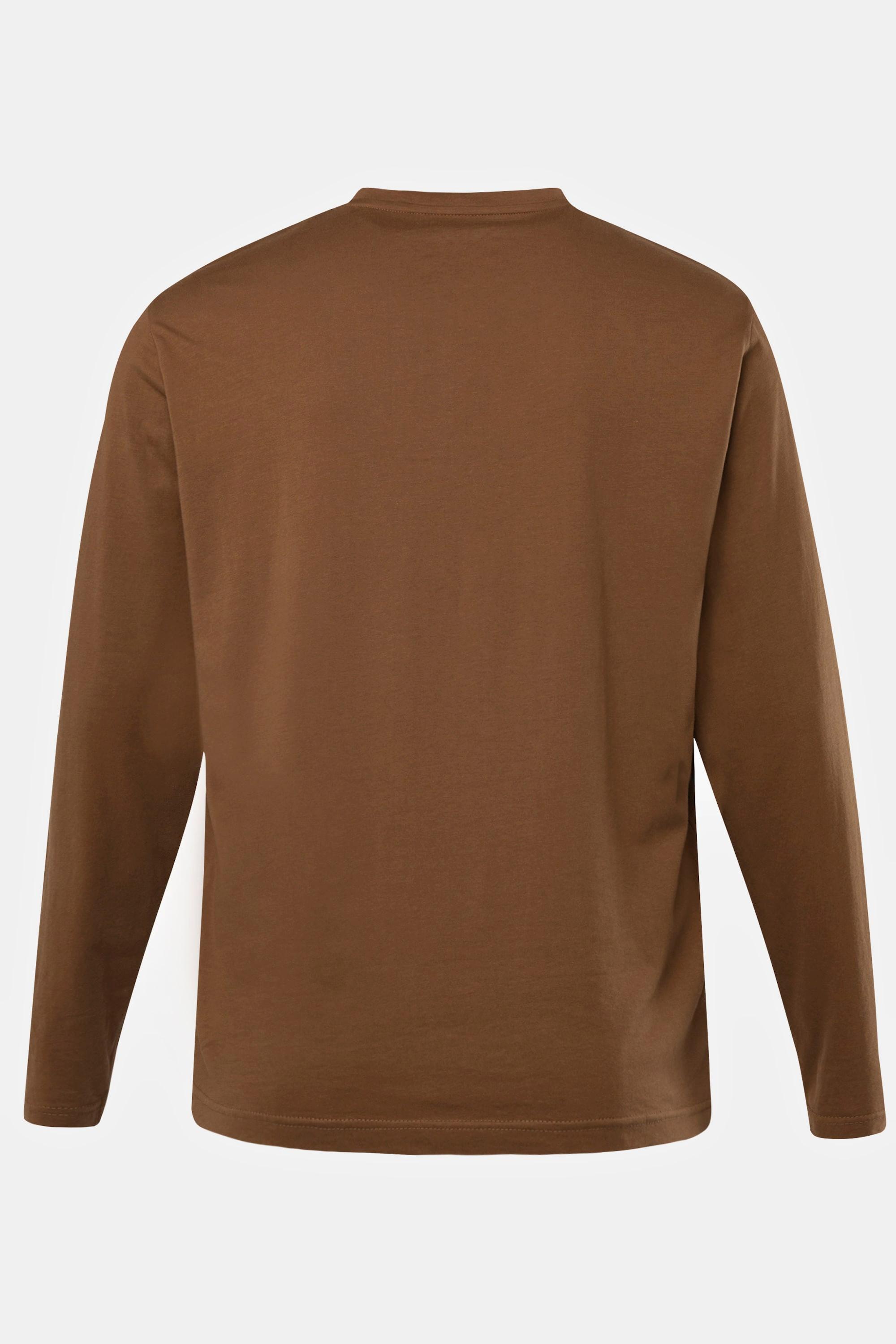 JP1880  T-shirt collection Basic, manches longues et col en V marron cuivre 