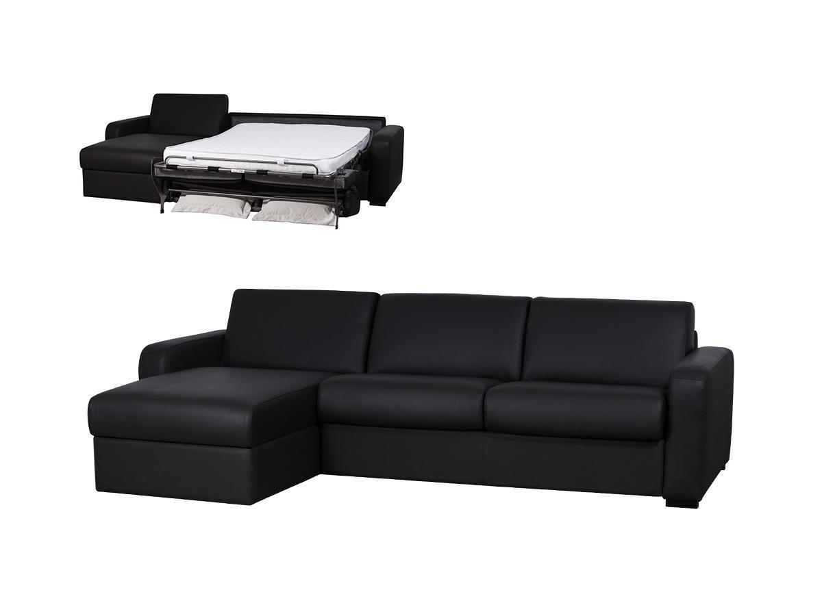 Vente-unique Ecksofa Leder mit Schlaffunktion BEVIS Mit Matratze Ecke Links  