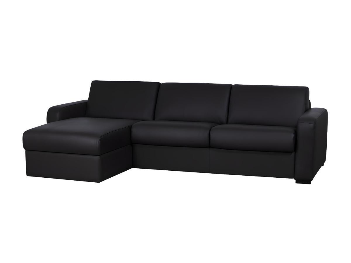 Vente-unique Ecksofa Leder mit Schlaffunktion BEVIS Mit Matratze Ecke Links  