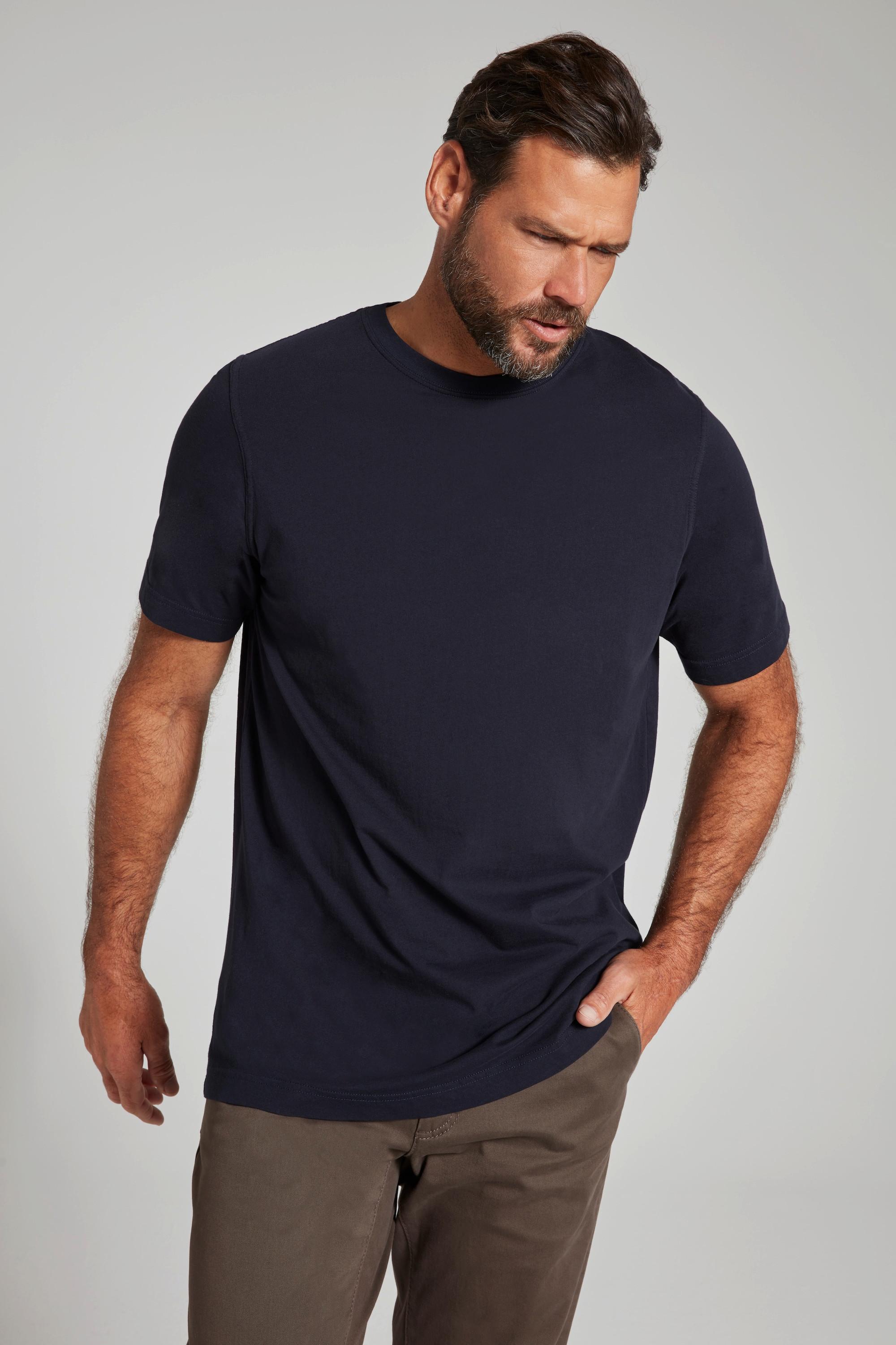 JP1880  T-shirt Basic en coton peigné, col rond marine foncé 