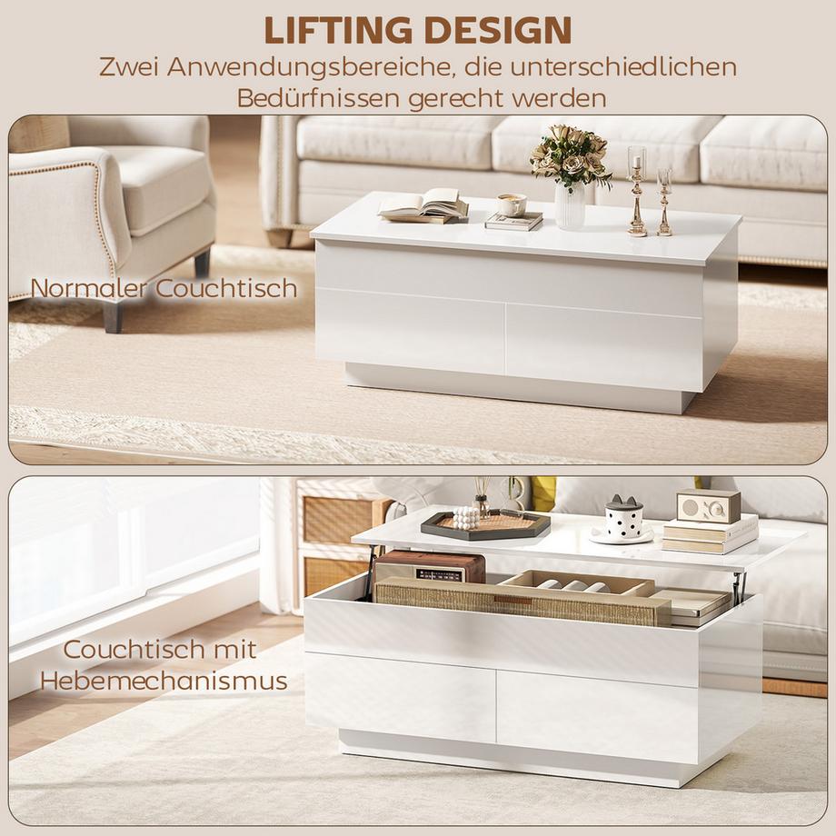 HOMCOM table basse réglable en hauteur  