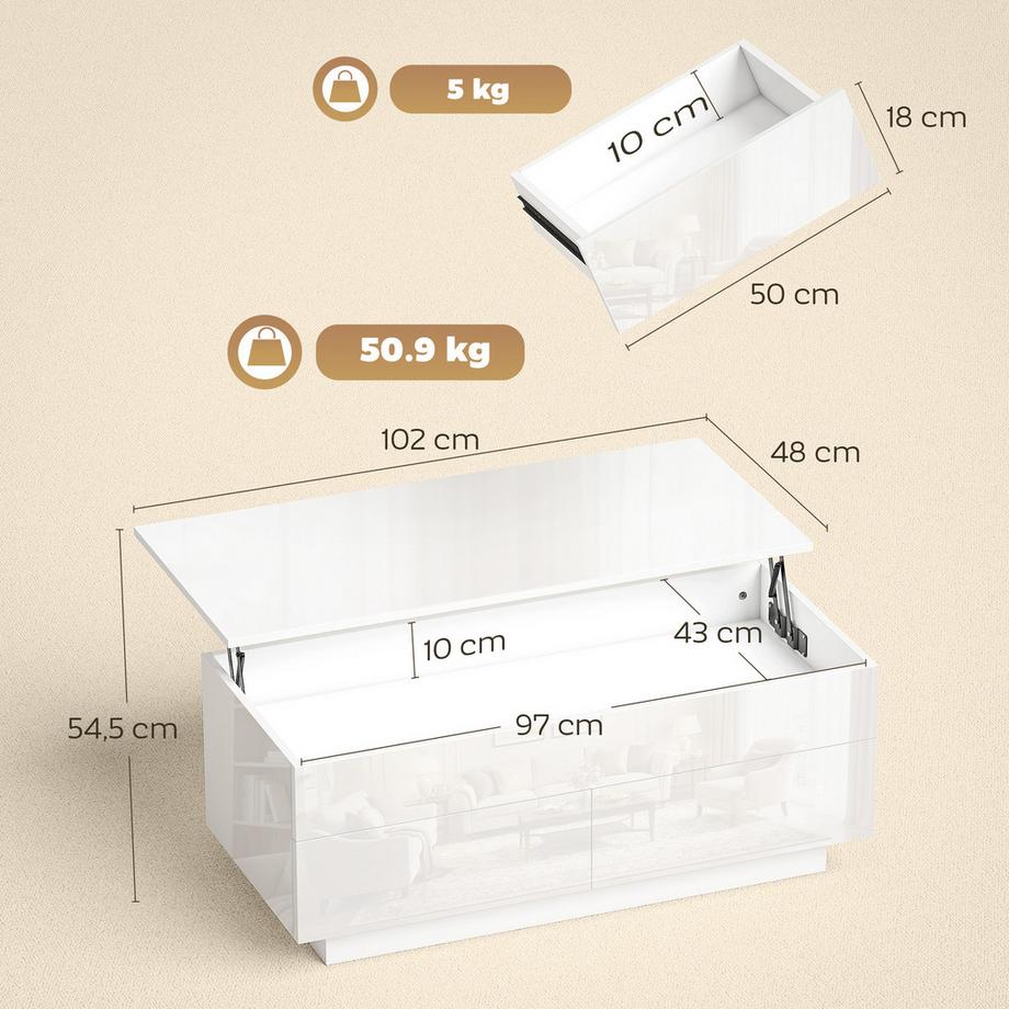 HOMCOM table basse réglable en hauteur  