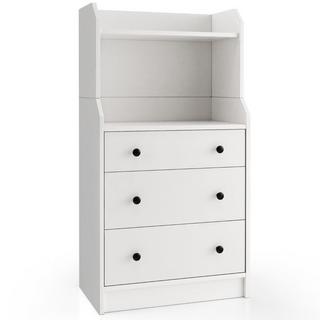 Northix Commode à 3 tiroirs, étagères et dispositif anti-basculement. Meuble à tiroirs blanc.  