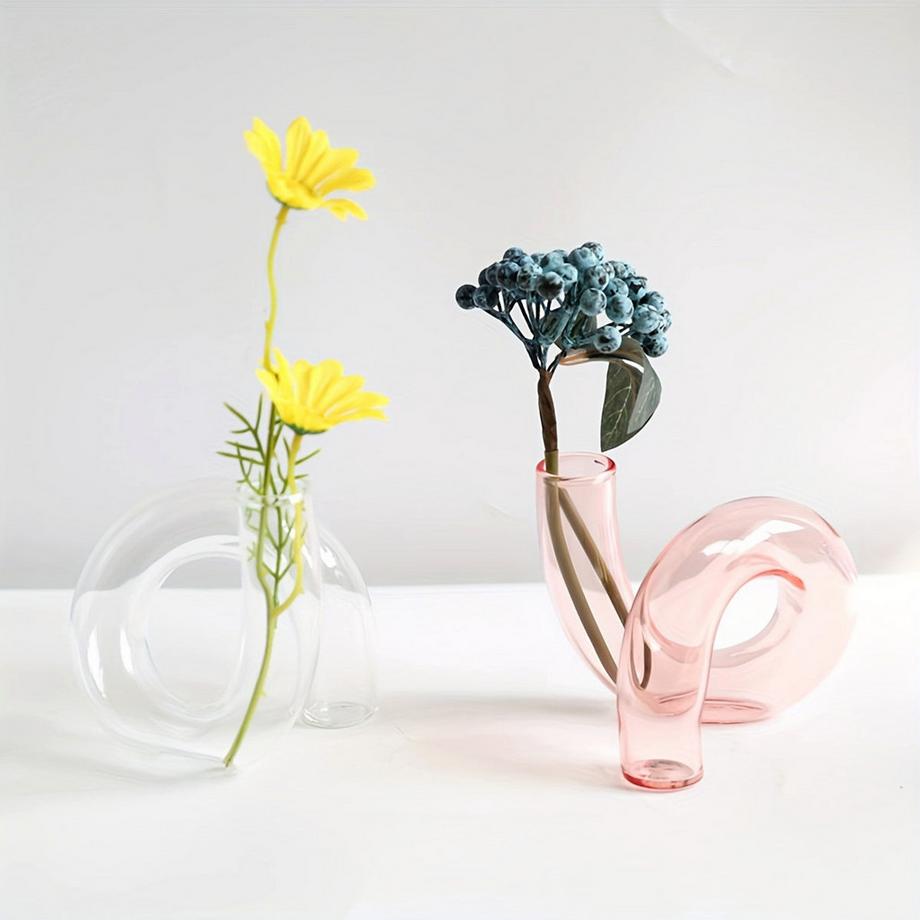 Alopini Glasvase im böhmischen Stil - Einzigartiges geschwungenes Design für Hydroponikpflanzen, perfekt für Heim- und Bürodekoration  