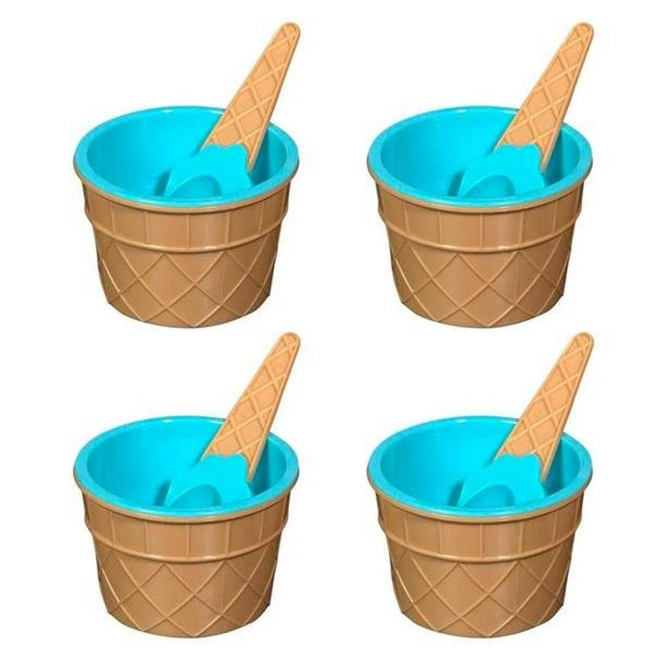 4x Bols en Verre avec Cuillères