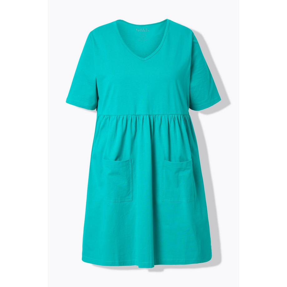 Ulla Popken Longshirt Empirenaht A-Linie V-Ausschnitt Halbarm  