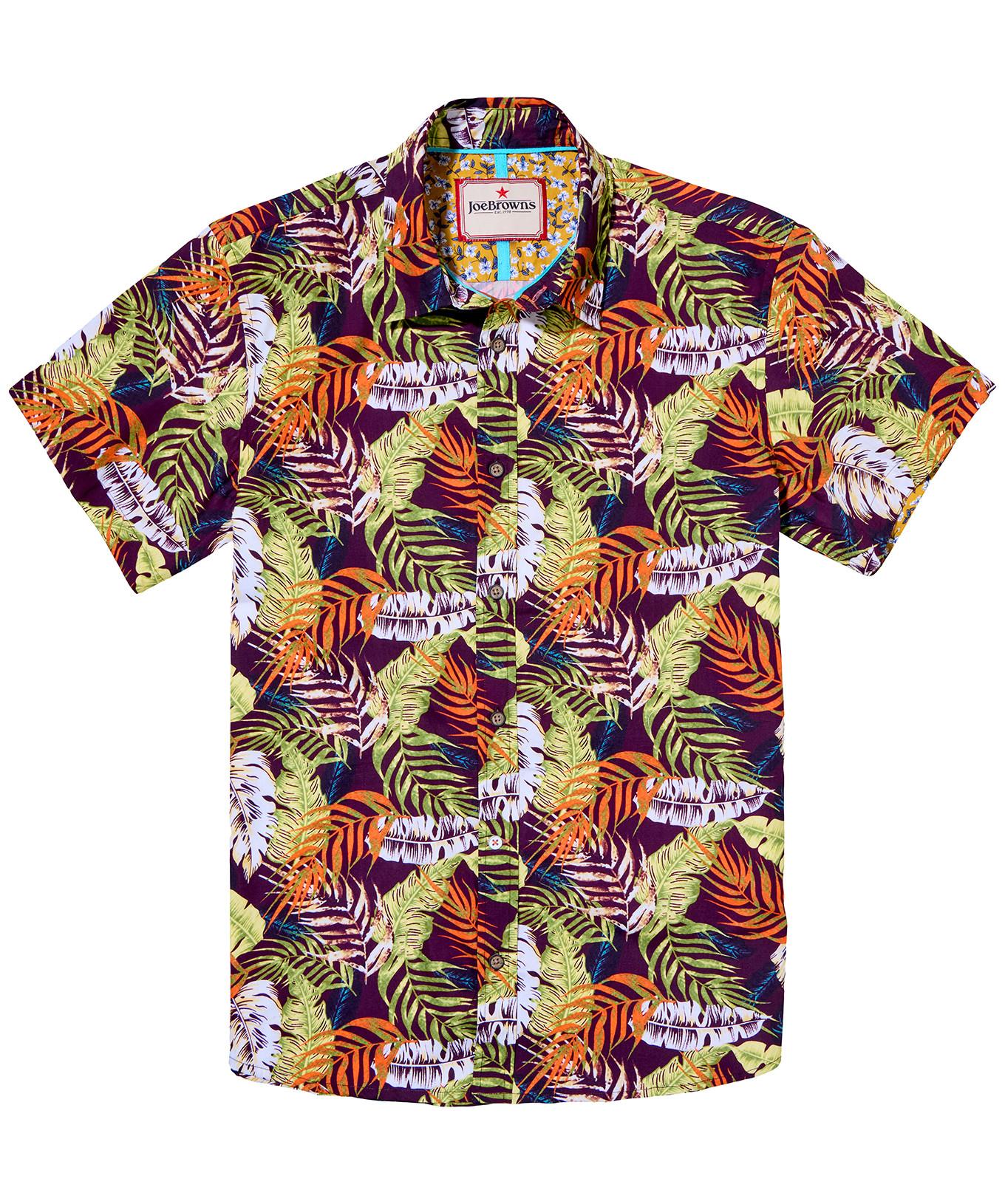 Joe Browns Lässiges Kurzarmhemd Palmblattdruck  