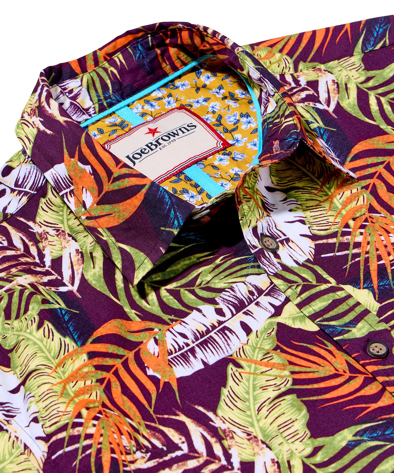 Joe Browns Lässiges Kurzarmhemd Palmblattdruck  