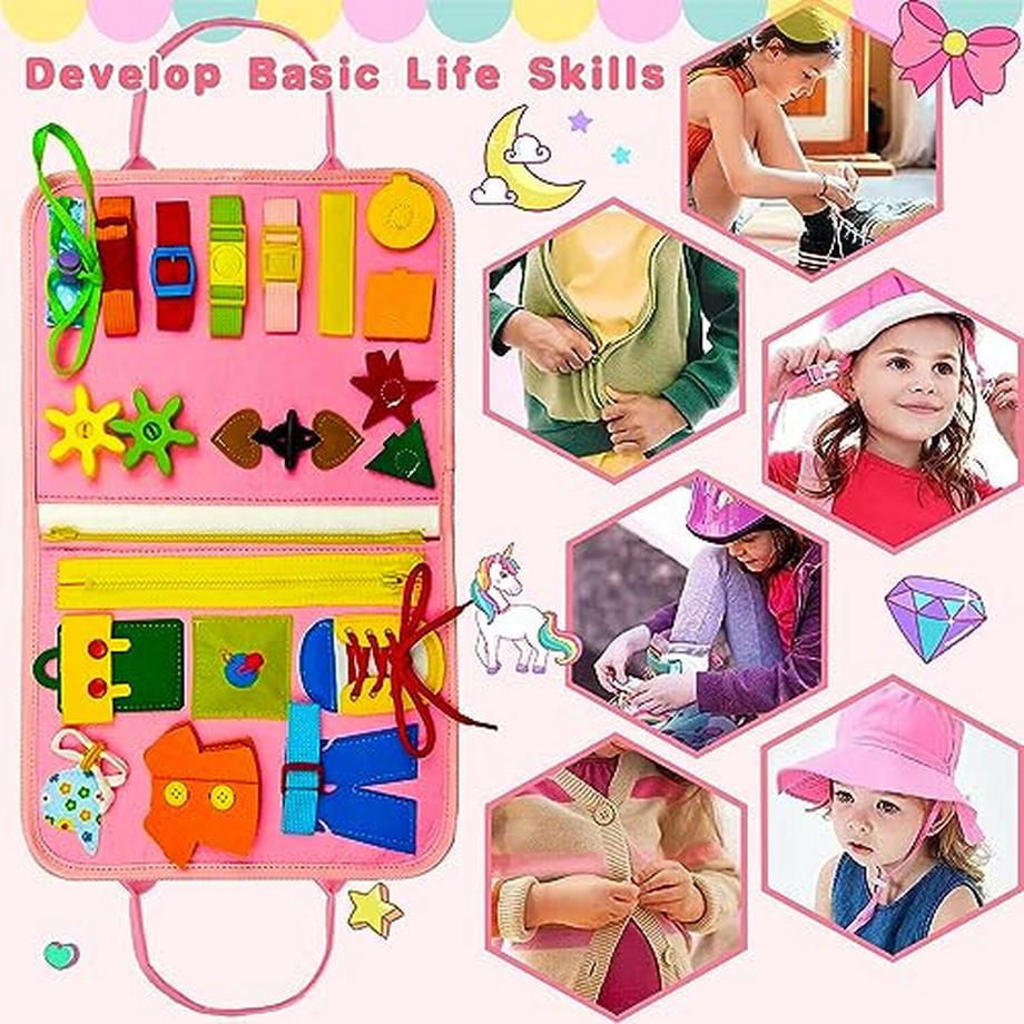 Activity-board  Busy Board 6-lagige Aktivität Board Kleinkinder motorische Fähigkeiten Spielzeug, Baby sensorische Lernspielzeug, motorische Fähigkeiten Board für Reisen Auto Flugzeug 