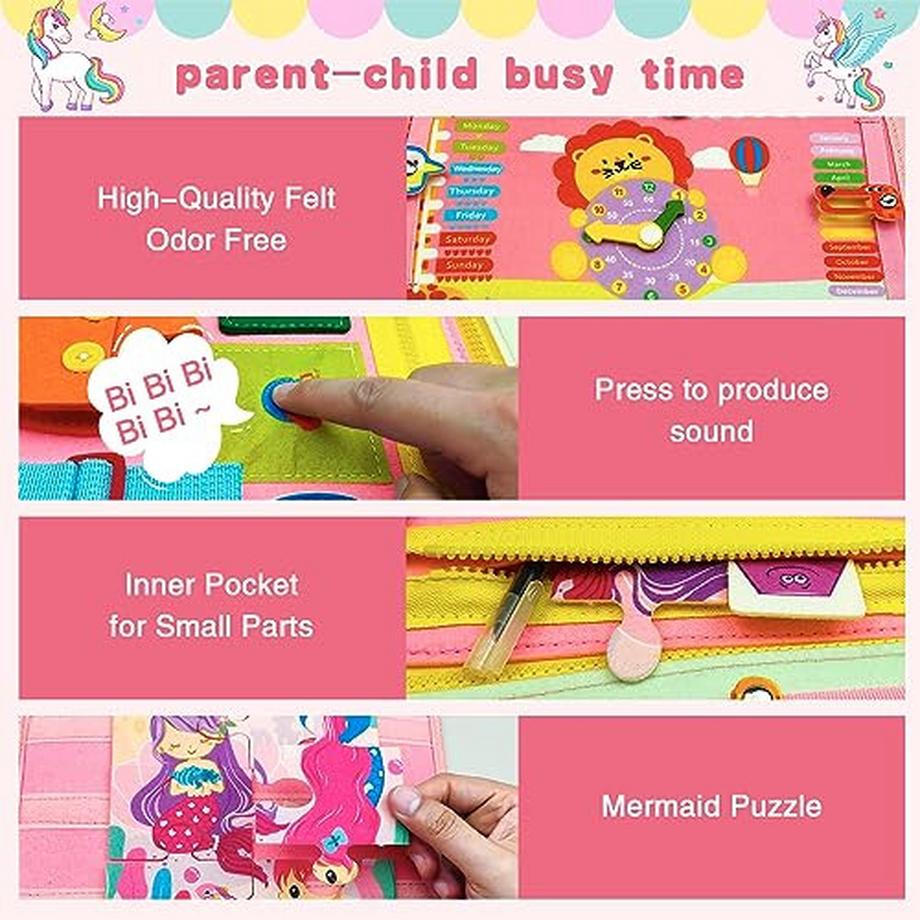 Activity-board  Busy Board 6-lagige Aktivität Board Kleinkinder motorische Fähigkeiten Spielzeug, Baby sensorische Lernspielzeug, motorische Fähigkeiten Board für Reisen Auto Flugzeug 