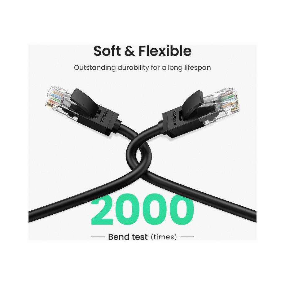 UGREEN  Câble réseau Ethernet Ugreen RJ45, Cat6, UTP, 1000Mbps, 3m - Noir 