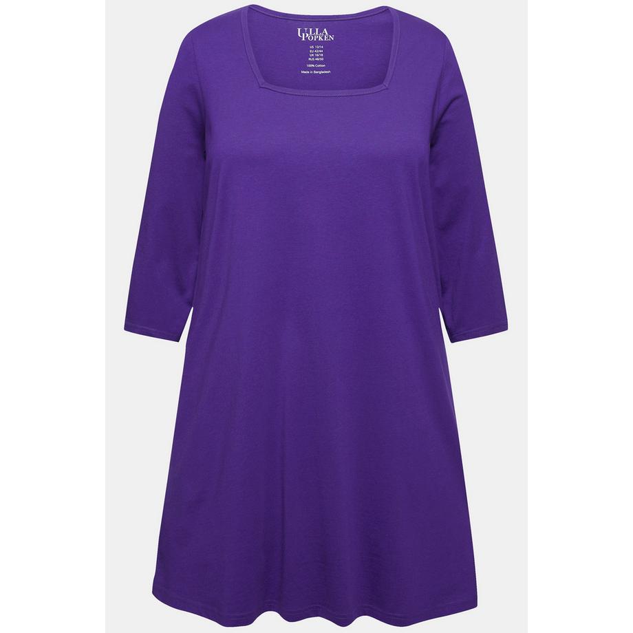 Ulla Popken Longshirt A-Linie Carrée-Ausschnitt 3/4-Arm  