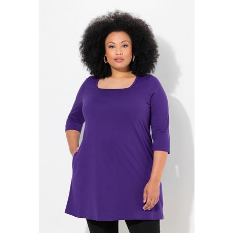 Ulla Popken  Longshirt, A-Linie, Carree-Ausschnitt, 3/4-Arm 