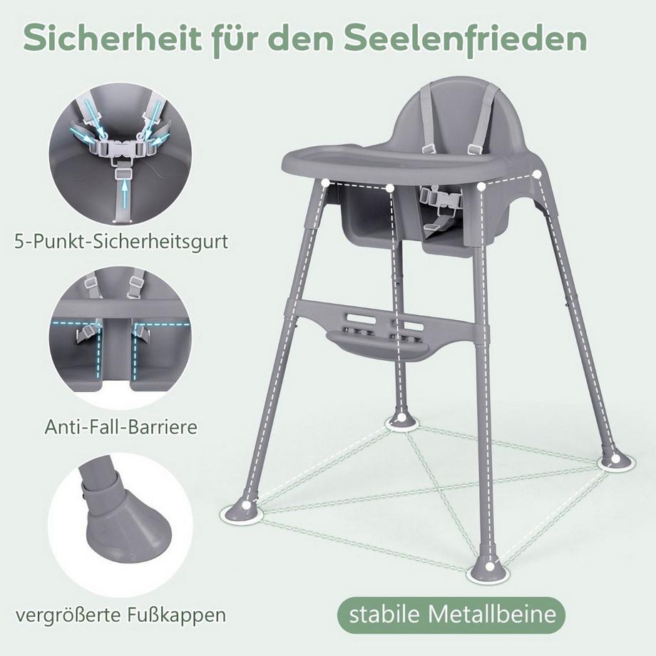 Northix  Chaise haute 4 en 1 pour bébé avec plateau amovible 