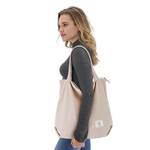 Only-bags.store  Kordel Tasche Umhängetasche mit Reißverschluss, große Shopper Tasche Tragetasche Handtasche 