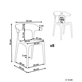 Beliani Set mit 8 Stühlen aus Polypropylen Modern GUBBIO  